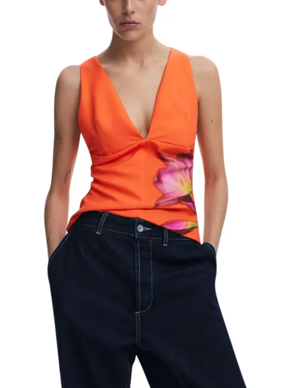 Orange Desigual Tanktop Blume Orange Desigual Tanktop Blume