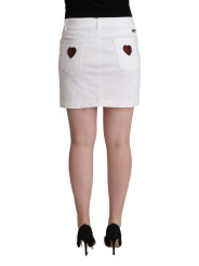 Skirts Chic Embellished White Denim Mini Skirt 1.000,00 € 8054319271226 | Planet-Deluxe
