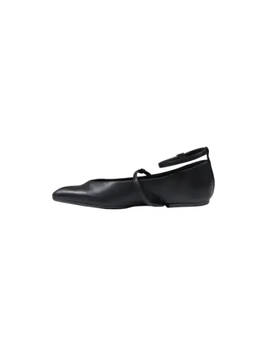 Schwarze Damen Ballerina mit Riemen