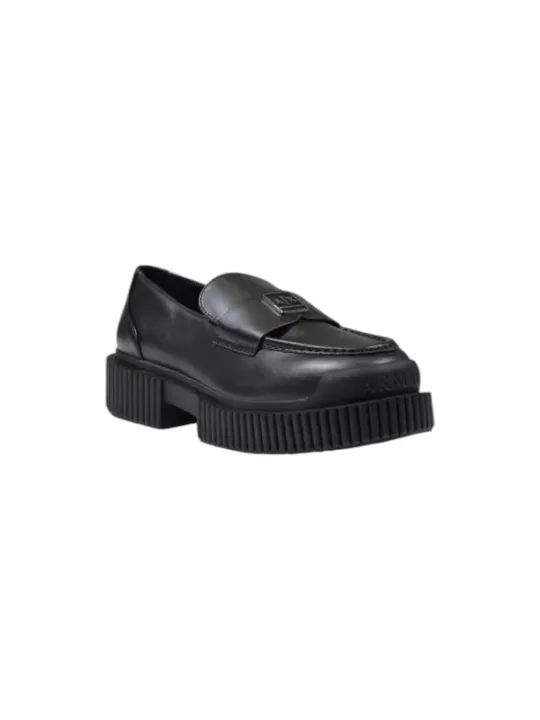 Schwarzer Plattform-Loafer aus Leder