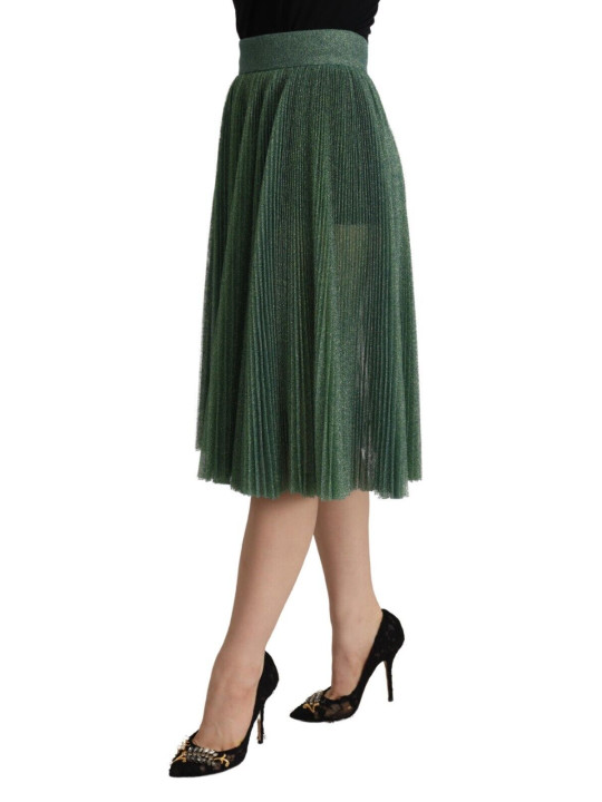 Skirts Metallic Green Pleated A-Line Midi Skirt 2.300,00 € 8054802991082 | Planet-Deluxe