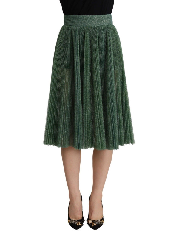 Skirts Metallic Green Pleated A-Line Midi Skirt 2.300,00 € 8054802991082 | Planet-Deluxe