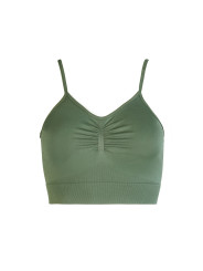 Grüner gerippter Crop-Top mit V-Ausschnitt
