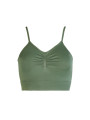 Grüner gerippter Crop-Top mit V-Ausschnitt