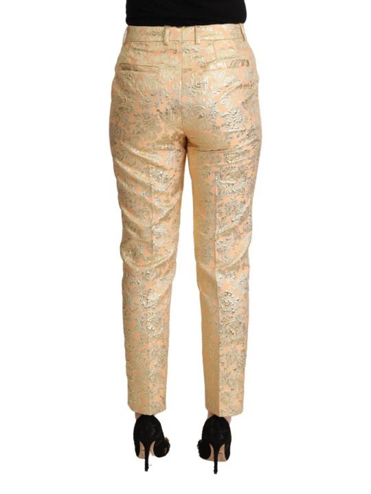 Jeans & Pants Elegant High-Waisted Pink Brocade Pants 1.500,00 € 8054802789566 | Planet-Deluxe