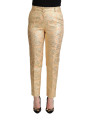 Jeans & Pants Elegant High-Waisted Pink Brocade Pants 1.500,00 € 8054802789566 | Planet-Deluxe