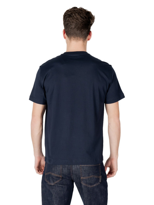 Marineblaue Baumwollrunde-Hals-T-Shirt