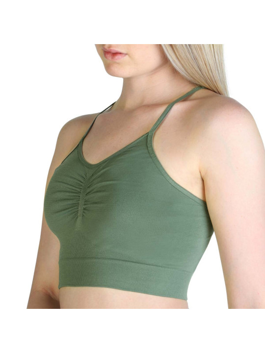 Khaki grüner Sport-BH, nahtlos ribbed