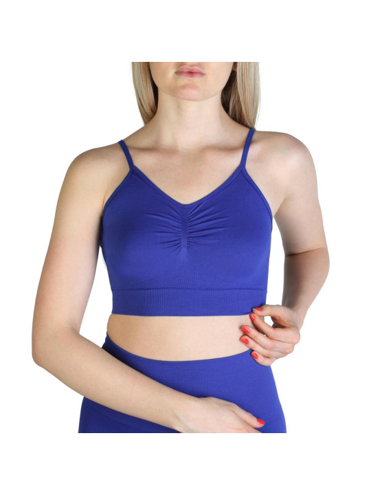 Indigo blaue Sport-Bralette mit Zierrippen
