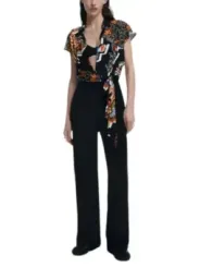 Bunter Jumpsuit mit Cartoon-Blumenmuster
