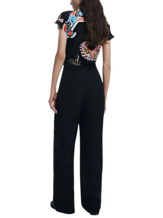 Schwarzer Desigual Jumpsuit mit Blumenmuster