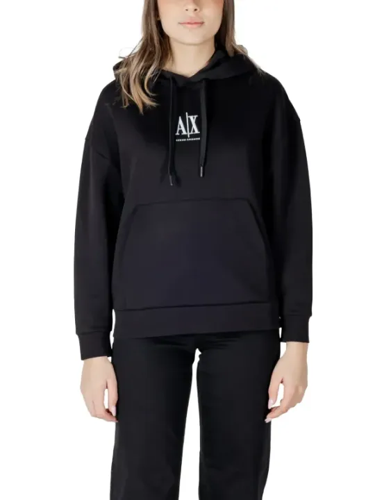 Schwarzer Armani Exchange Kapuzenpullover mit Logo