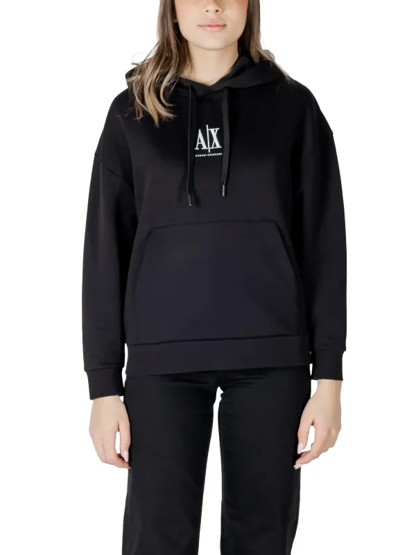 Schwarzer Armani Exchange Kapuzenpullover mit Logo Schwarzer Armani Exchange Kapuzenpullover mit Logo