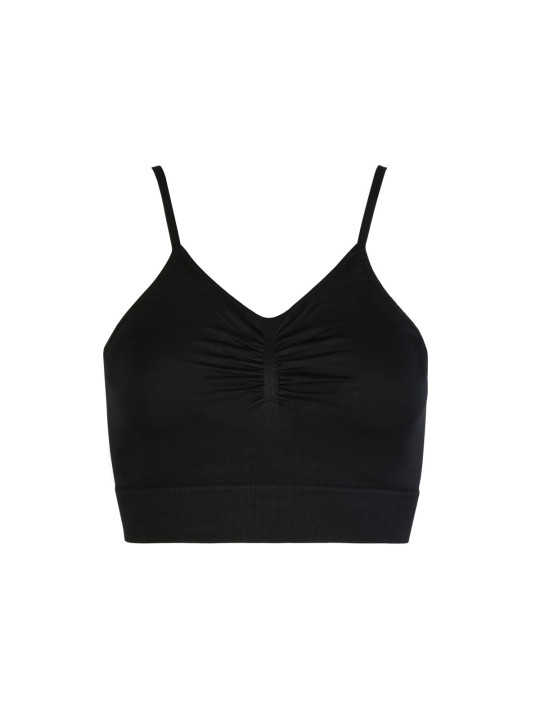 Schwarzes, geripptes Bralette mit V-Ausschnitt