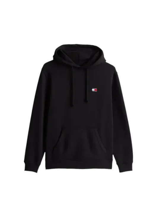 Schwarzer Kapuzenpullover mit Grafikdetail