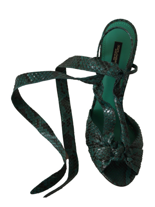 Sandals Elegant Green Python Strappy Heels 1.500,00 € 8057155001507 | Planet-Deluxe