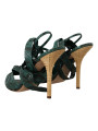 Sandals Elegant Green Python Strappy Heels 1.500,00 € 8057155001507 | Planet-Deluxe