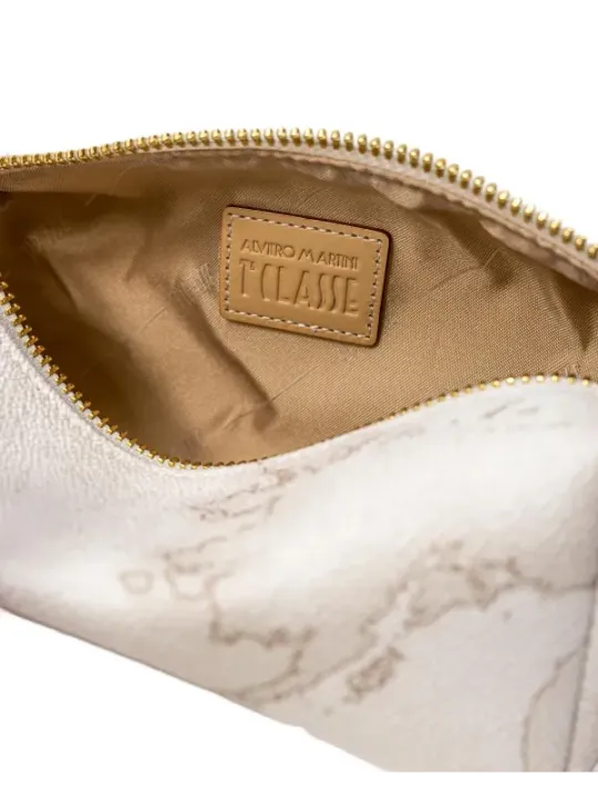 Weiße Ledertasche mit Goldmarmorierung