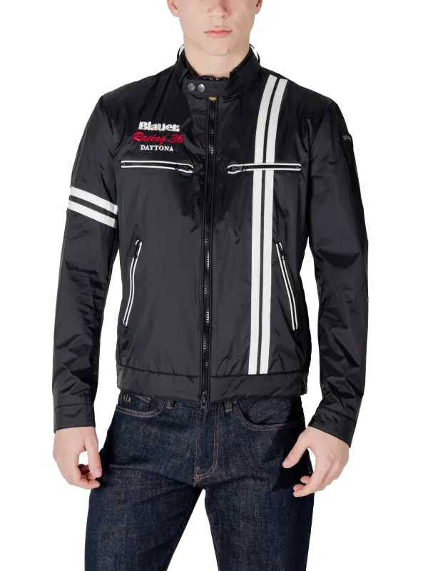 Schwarze Blauer Herrenjacke mit Reißverschluss Schwarze Blauer Herrenjacke mit Reißverschluss