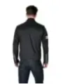 Schwarze blaue Nylonjacke mit Streifen