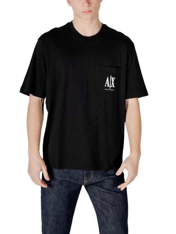 Schwarzes Armani Exchange T-Shirt mit Logo Schwarzes Armani Exchange T-Shirt mit Logo