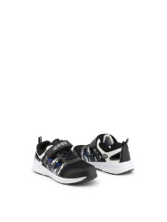 Schwarze Jungen-Sneakers mit blauen Akzenten
