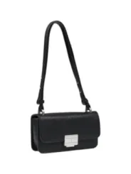 Schwarze Lederhandtasche mit Schulterriemen