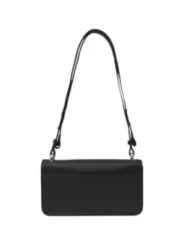 Schwarze Lederhandtasche mit Reißverschluss