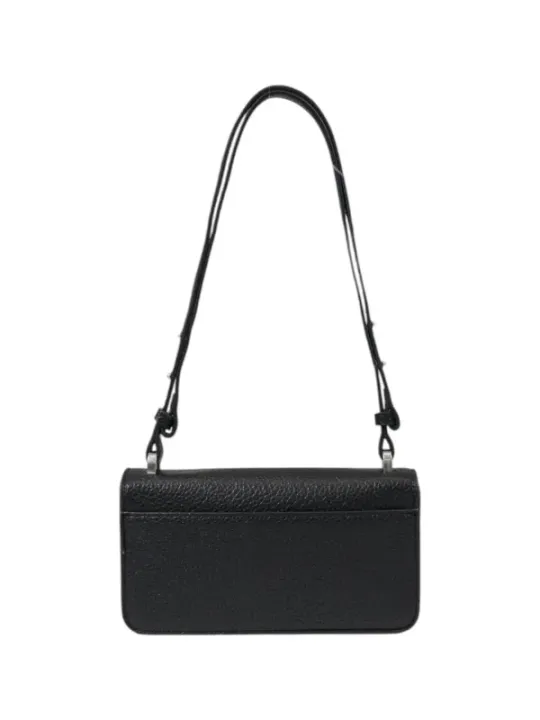 Schwarze Lederhandtasche mit Reißverschluss