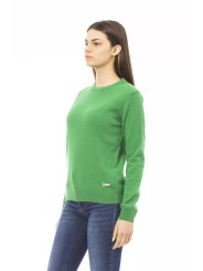 Sweaters Elegant Green Wool-Cashmere Crewneck Sweater 200,00 € 2000049148754 | Planet-Deluxe
