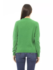 Sweaters Elegant Green Wool-Cashmere Crewneck Sweater 200,00 € 2000049148754 | Planet-Deluxe