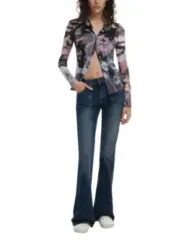 Bootcut Jeans, hohe Taille, Medium-Waschung