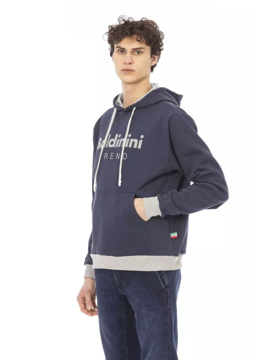 Sweaters Chic Blue Cotton Fleece Hoodie with Front Logo 210,00 € 2000050101809 | Planet-Deluxe