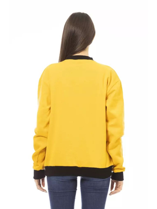 Sweaters Chic Yellow Cotton Fleece Hoodie with Logo 200,00 € 2000050019753 | Planet-Deluxe