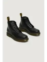 Schwarze Dr. Martens Lederstiefel gelb