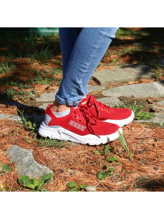 Weiße Shone Sneakers mit rotem Akzent