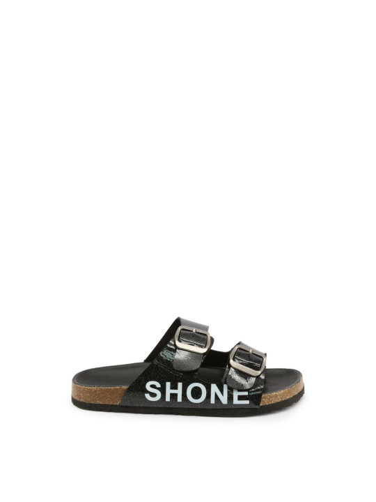 Schwarze Riemchensandalen mit Keilabsatz