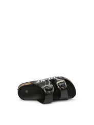 Schwarze Leder Sandalen mit Schnallen