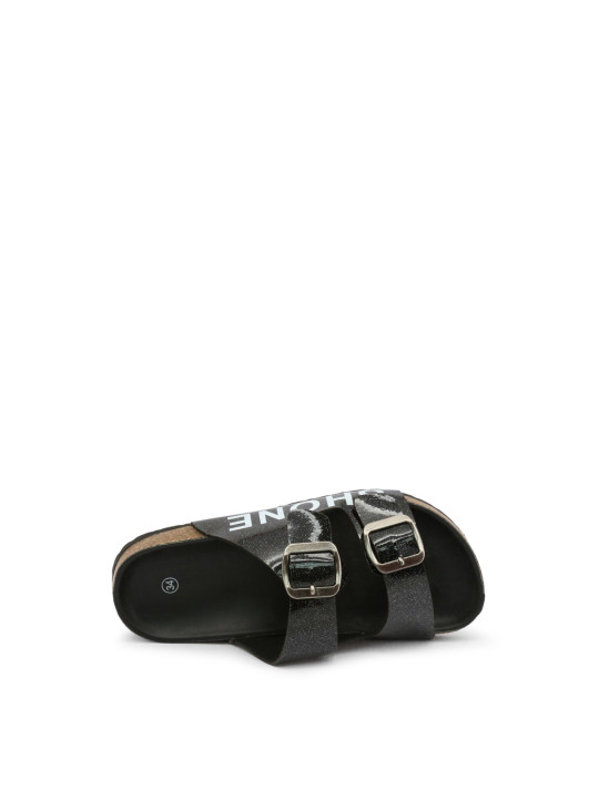 Schwarze Leder Sandalen mit Schnallen