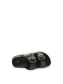 Schwarze Leder Sandalen mit Schnallen