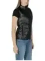 Schwarze glänzende Damen Pufferweste Blauer