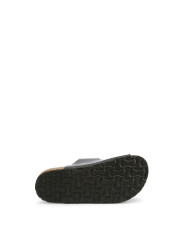 Schwarze Gummi-Sandalen mit Lederriemen