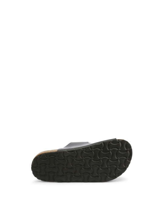 Schwarze Gummi-Sandalen mit Lederriemen