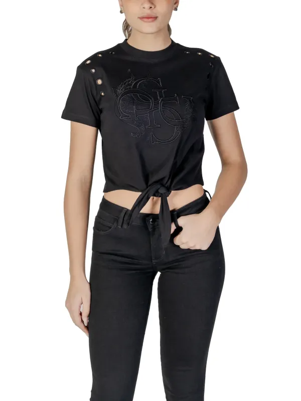 Schwarzes Baumwoll-T-Shirt von Guess Schwarzes Baumwoll-T-Shirt von Guess