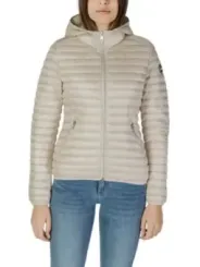 Weiße gesteppte Damenjacke mit Kapuze