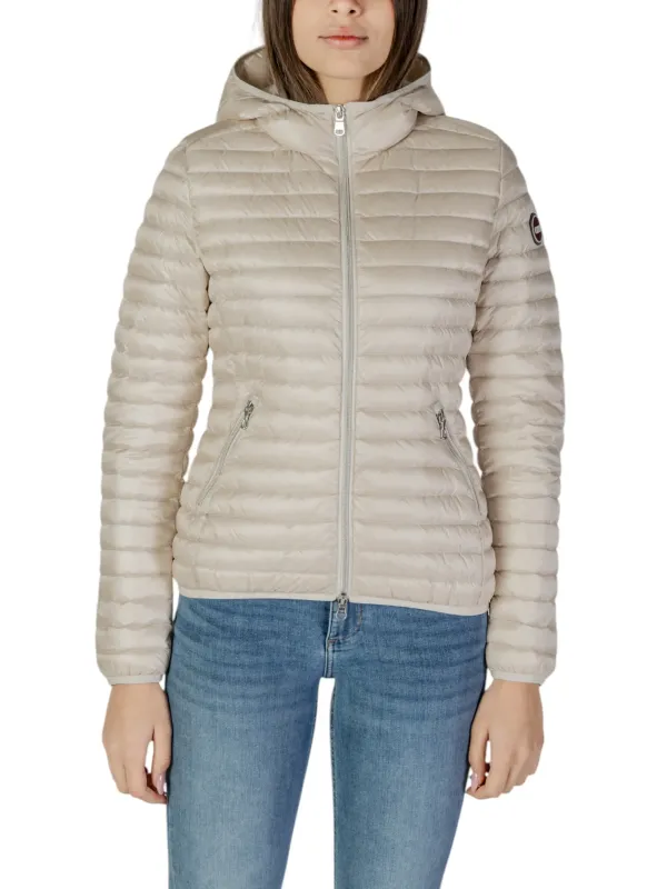 Weiße gesteppte Damenjacke mit Kapuze