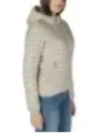Beige gepolsterte Damenjacke mit Kapuze