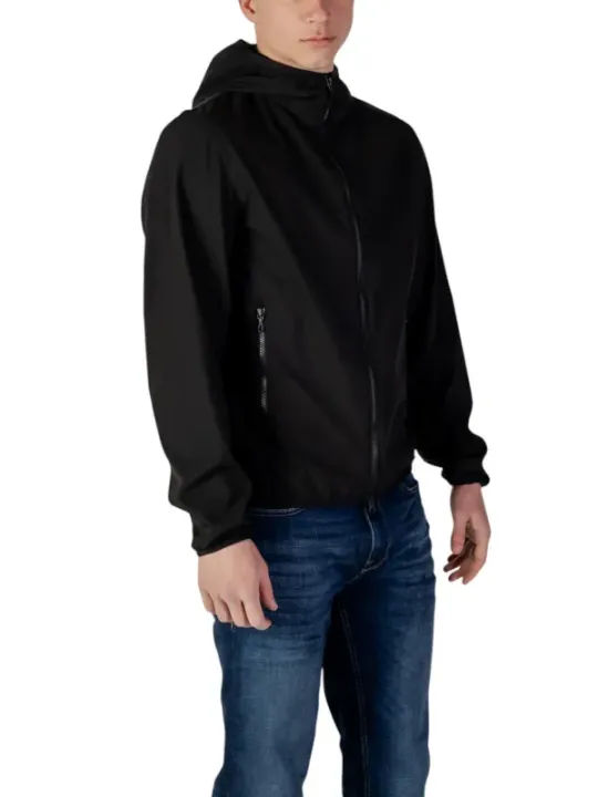 Schwarze Kapuzenjacke mit Reißverschluss
