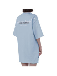 Dresses Elegant Cotton T-Shirt Dress in Light Blue 100,00 € 8059975766277 | Planet-Deluxe