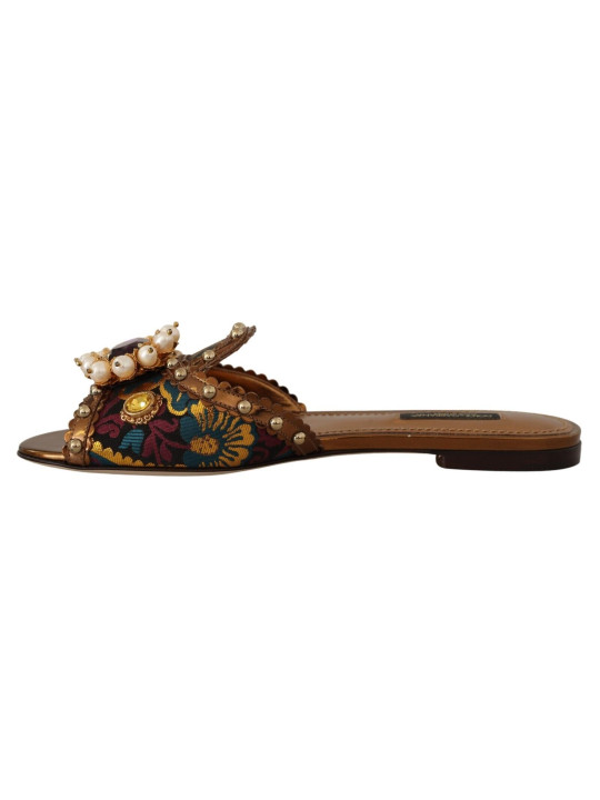 Flat Shoes Chic Floral Print Flat Sandals with Faux Pearl Detail 2.000,00 € 8053286887560 | Planet-Deluxe